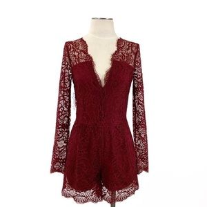 Lovers + Friends Eve Romper in Cranberry Sz XS